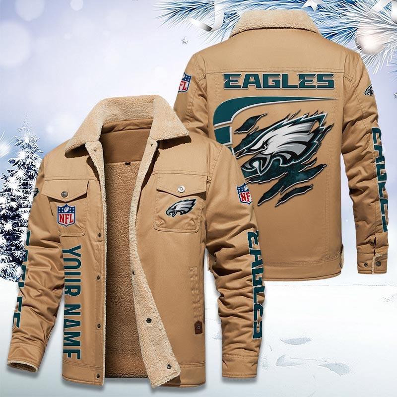Philadelphia Eagles Personalized Sherpa Fleece Trucker Jacket DMHL1043