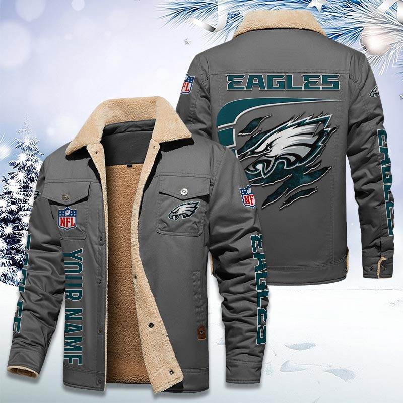 Philadelphia Eagles Personalized Sherpa Fleece Trucker Jacket DMHL1043
