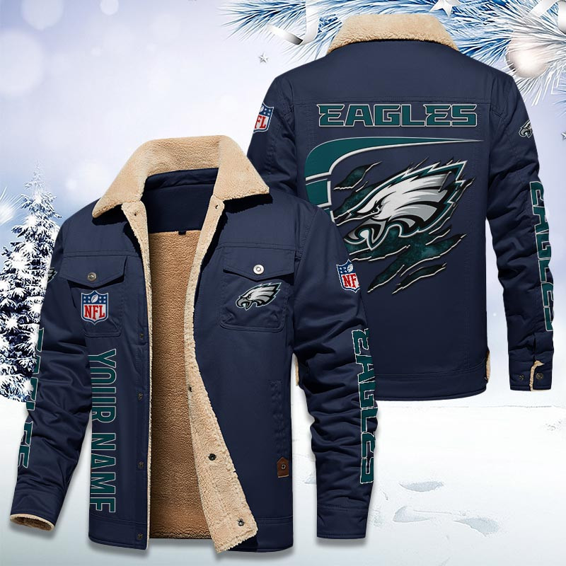 Philadelphia Eagles Personalized Sherpa Fleece Trucker Jacket DMHL1043