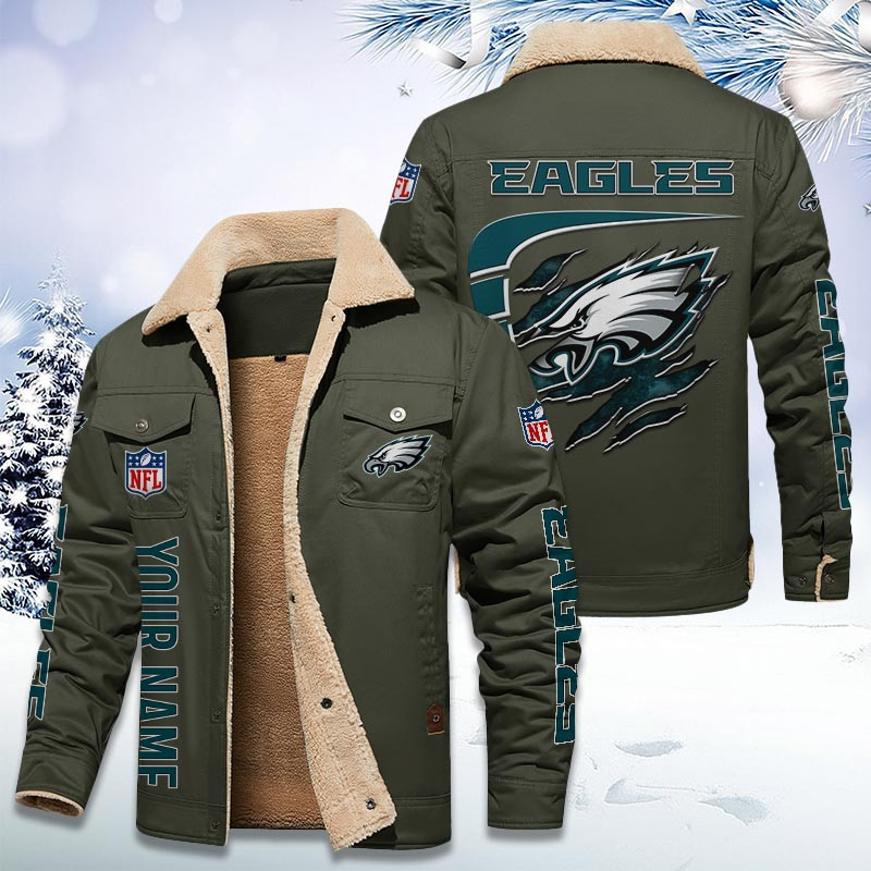 Philadelphia Eagles Personalized Sherpa Fleece Trucker Jacket DMHL1043