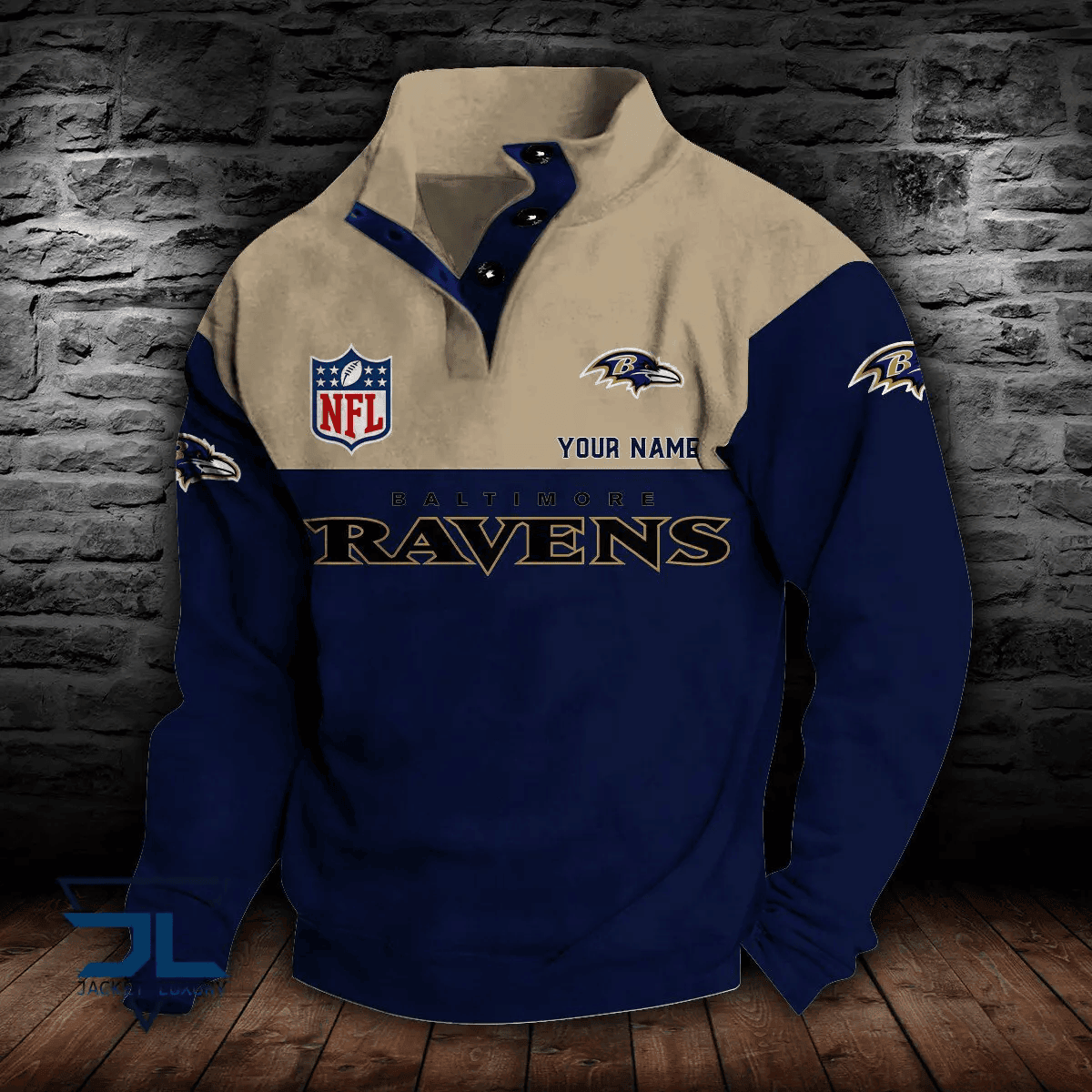 Baltimore Ravens Premium Stand-Collar Game-Day Pullover - Engineered Warmth & Personalized Name S9DBSCH003