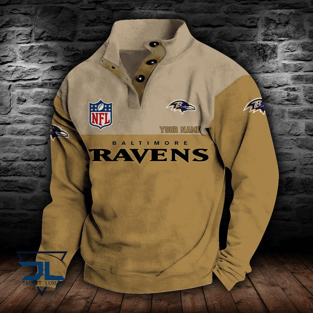 Baltimore Ravens Premium Stand-Collar Game-Day Pullover - Engineered Warmth & Personalized Name S9DBSCH003