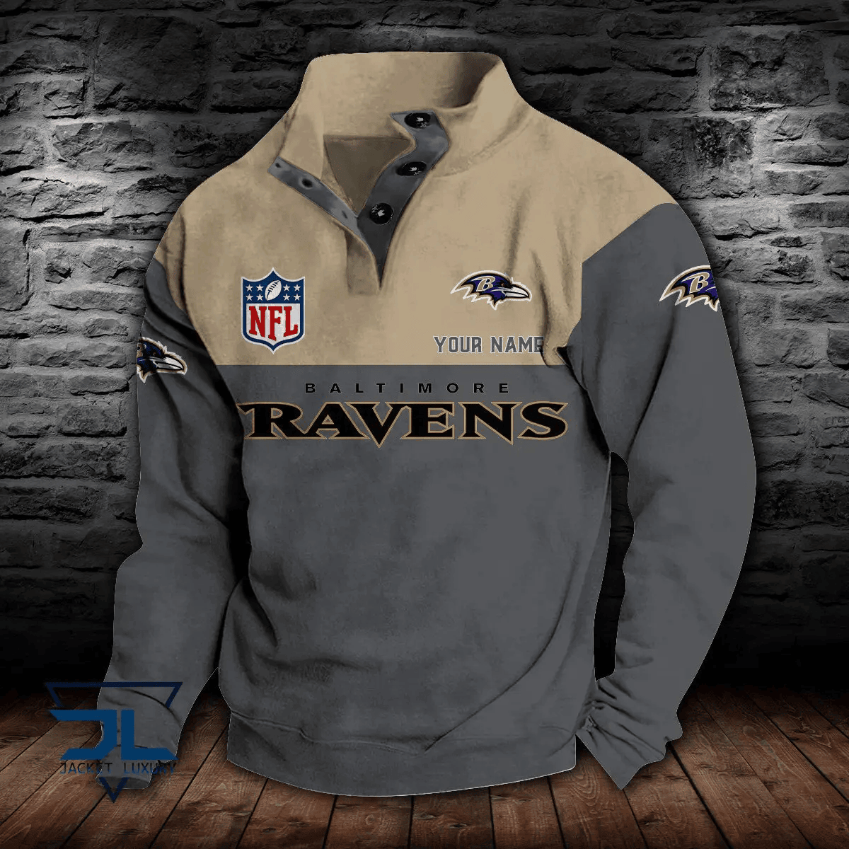 Baltimore Ravens Premium Stand-Collar Game-Day Pullover - Engineered Warmth & Personalized Name S9DBSCH003