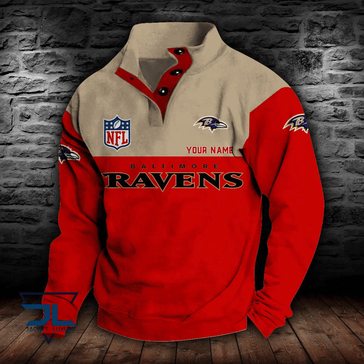 Baltimore Ravens Premium Stand-Collar Game-Day Pullover - Engineered Warmth & Personalized Name S9DBSCH003