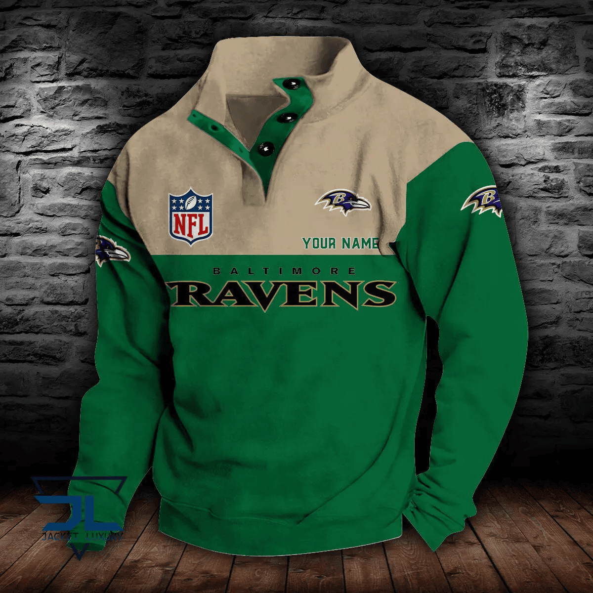 Baltimore Ravens Premium Stand-Collar Game-Day Pullover - Engineered Warmth & Personalized Name S9DBSCH003