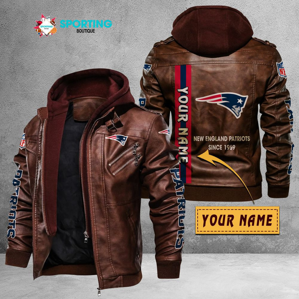 New England Patriots VITC9030 – Premium & Ultra-Thick Leather Jacket with Fleece Hood