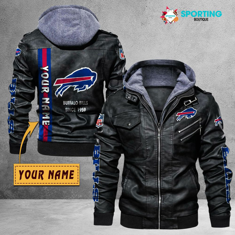 Buffalo Bills VITC9013 – Premium & Ultra-Thick Leather Jacket with Fleece Hood