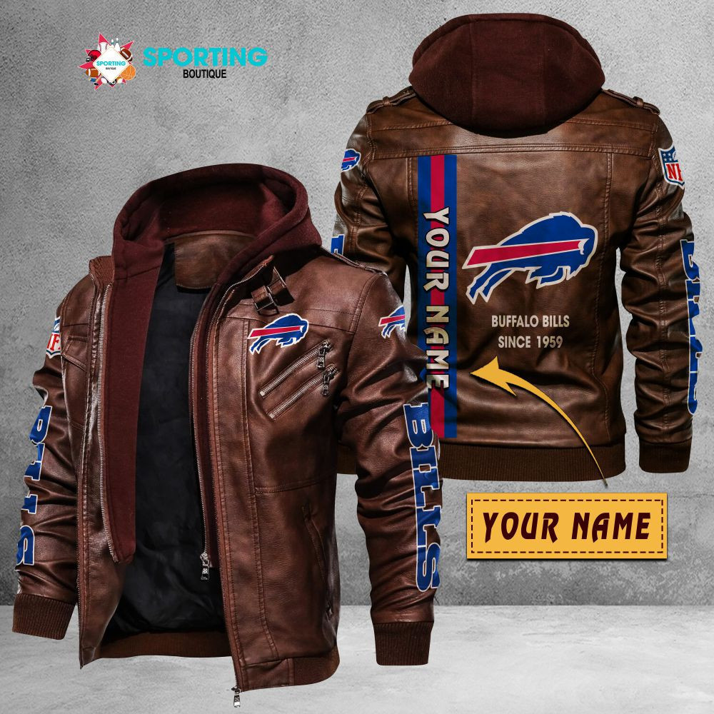 Buffalo Bills VITC9013 – Premium & Ultra-Thick Leather Jacket with Fleece Hood