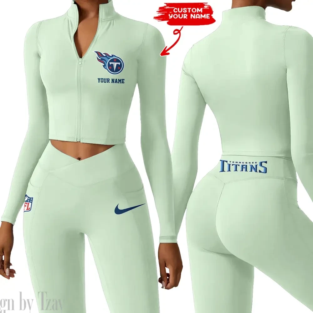 Tennessee Titans Zipper Sports Top Women Gym Long Sleeve for Fitness SPTZSTW031