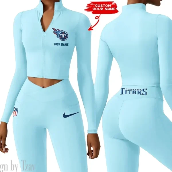 Tennessee Titans Zipper Sports Top Women Gym Long Sleeve for Fitness SPTZSTW031