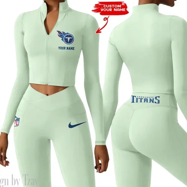 Tennessee Titans Zipper Sports Top Women Gym Long Sleeve for Fitness SPTZSTW031