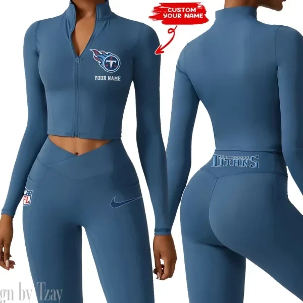 Tennessee Titans Zipper Sports Top Women Gym Long Sleeve for Fitness SPTZSTW031