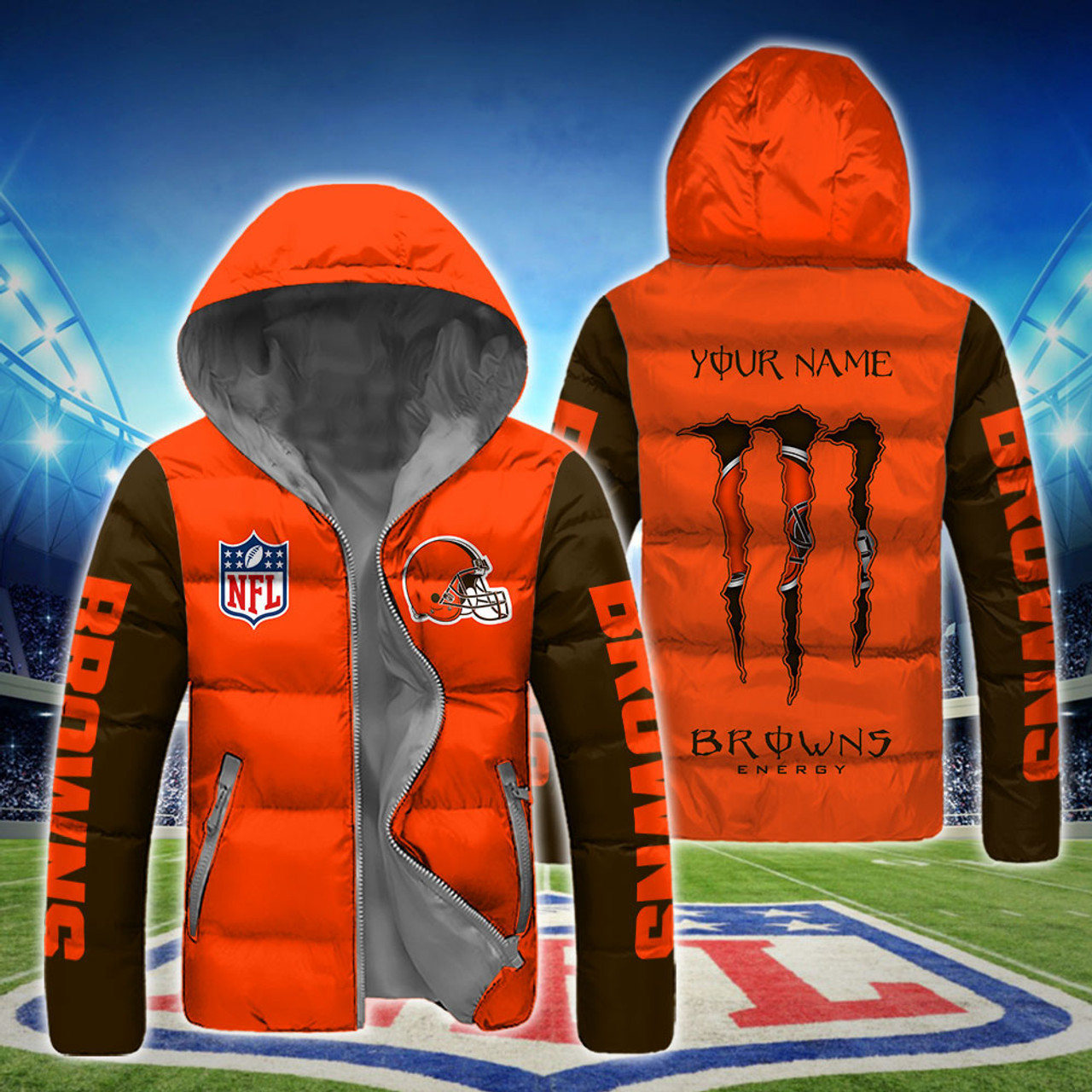 N.F.L.CLEVELAND-BROWNS-TEAM-HOODED-SPORT-DOWN-JACKETS HJu88