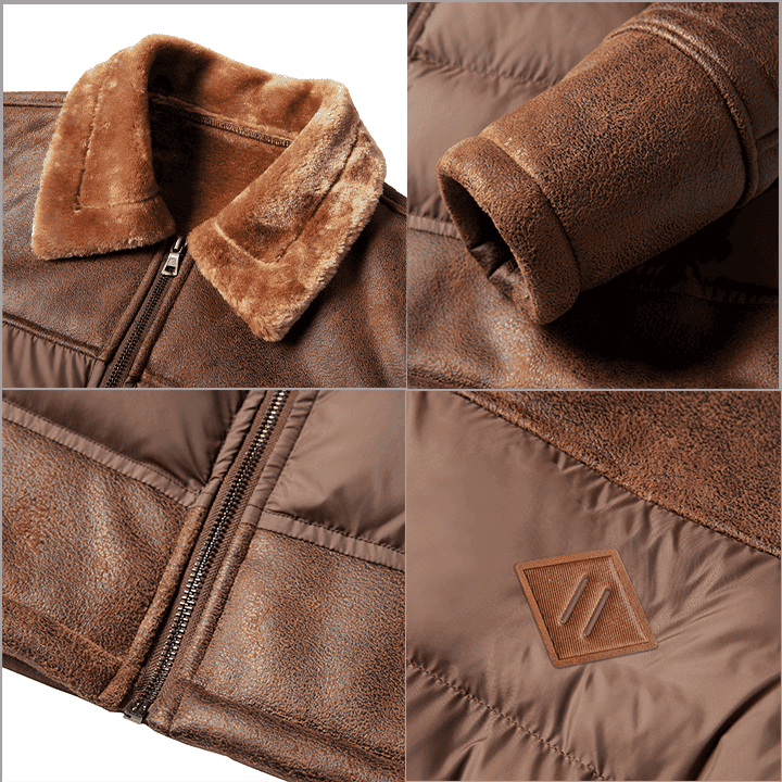 Philadelphia Eagles Fur Collar Leather-Look Puffer Jacket PURJD027