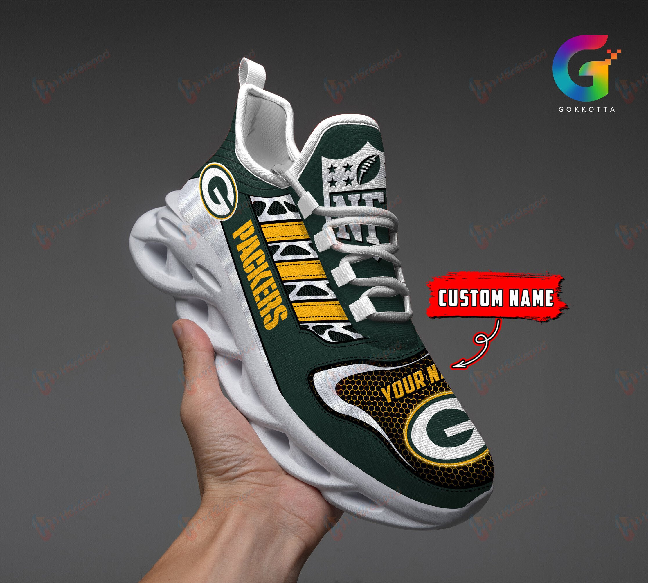 Green Bay Packers Personalized Yezy Running Sneakers 235