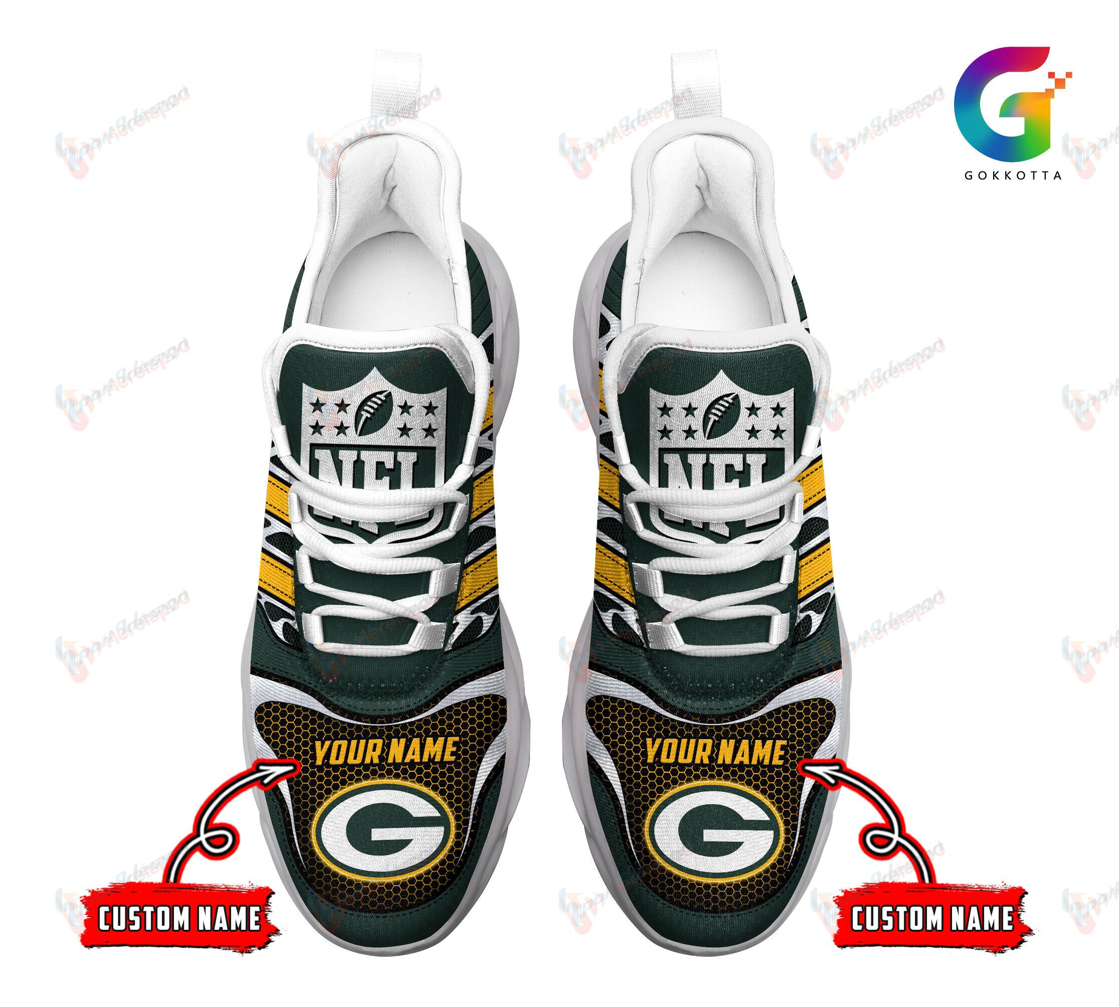 Green Bay Packers Personalized Yezy Running Sneakers 235