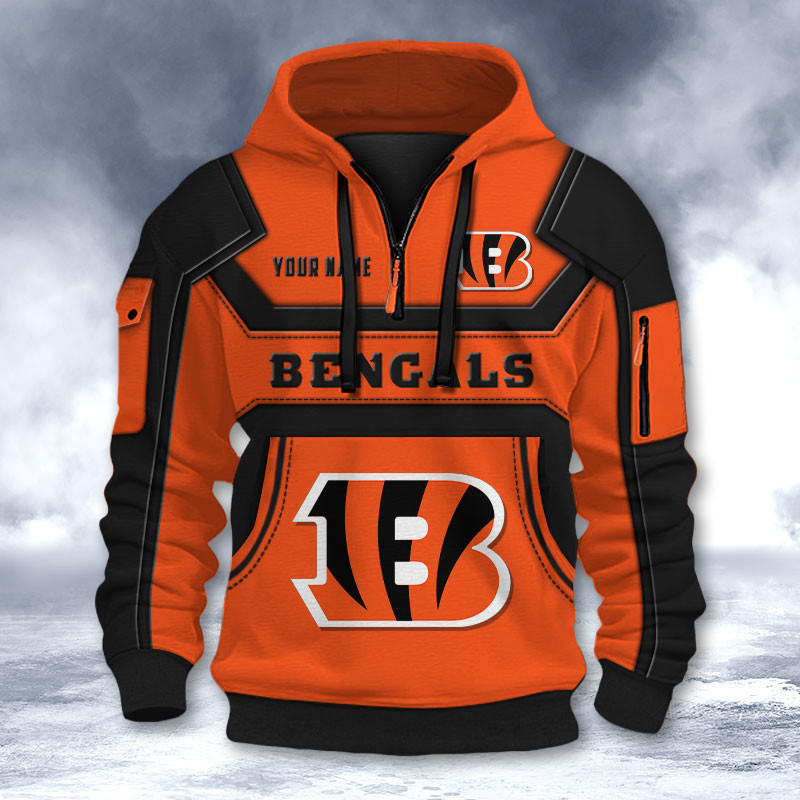 Cincinnati Bengals DMHT2626 3D Half-zip Hoodie