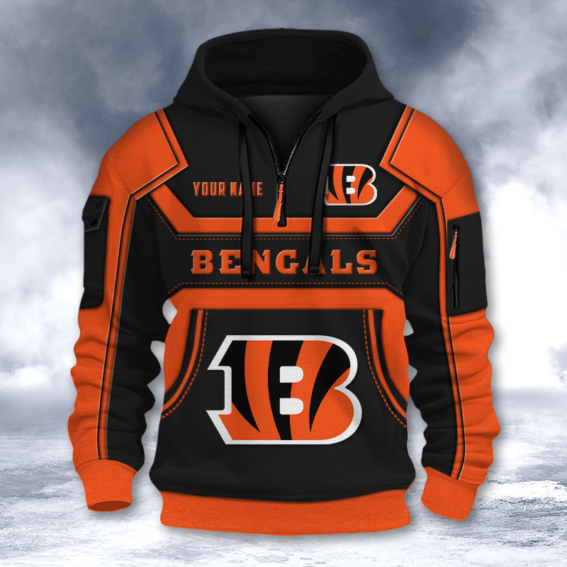 Cincinnati Bengals DMHT2626 3D Half-zip Hoodie