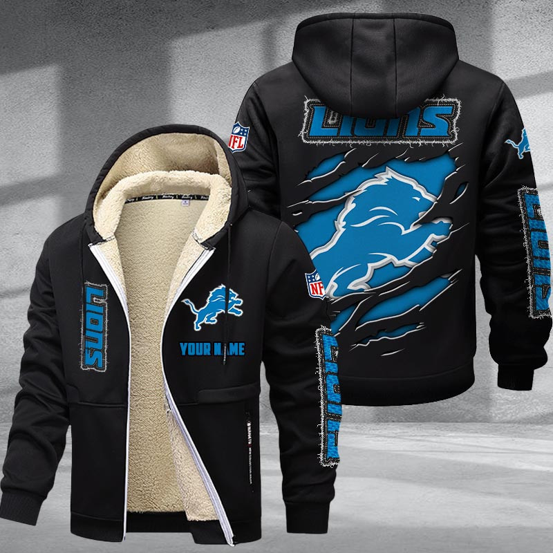 Detroit Lions DMTZ0364 Premium Sherpa-Lined Winter Hoodie – Personalized Edition