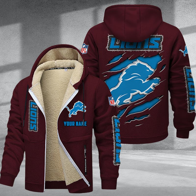 Detroit Lions DMTZ0364 Premium Sherpa-Lined Winter Hoodie – Personalized Edition