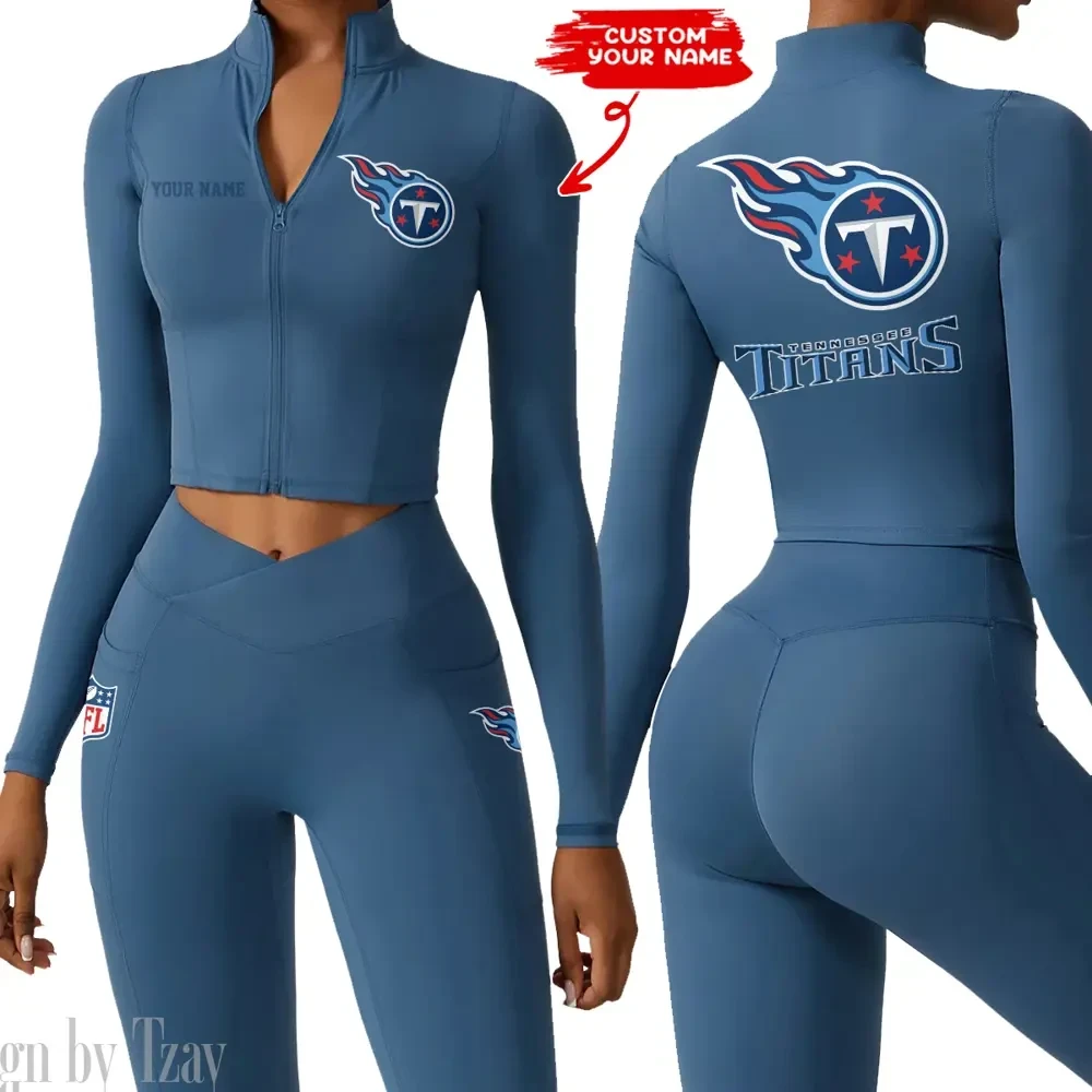 Tennessee Titans Zipper Sports Top Women Gym Long Sleeve for Fitness SPTZSTW095