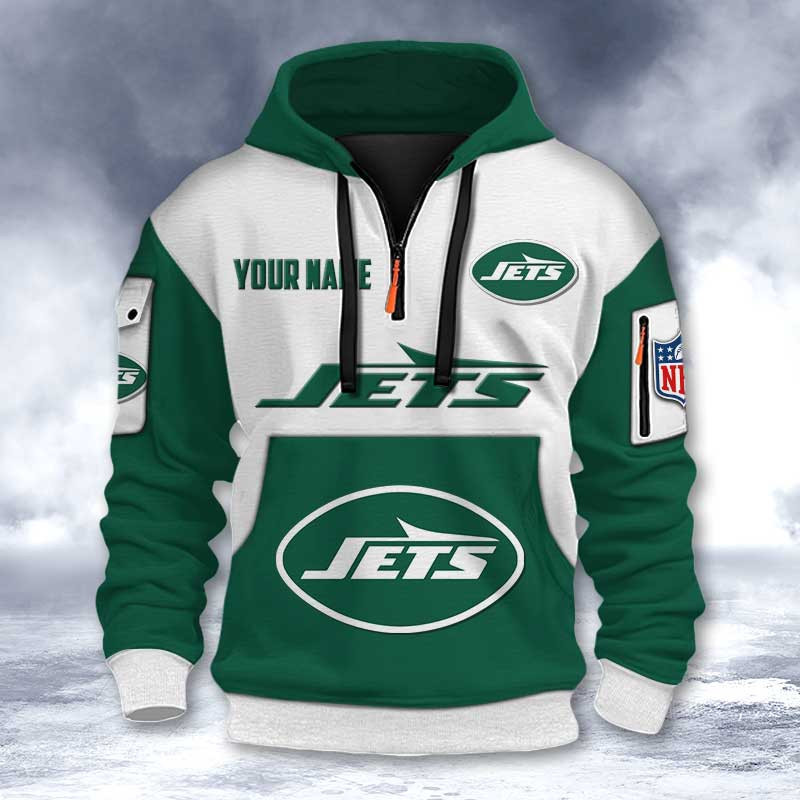 New York Jets DMHT2742 3D Half-zip Hoodie