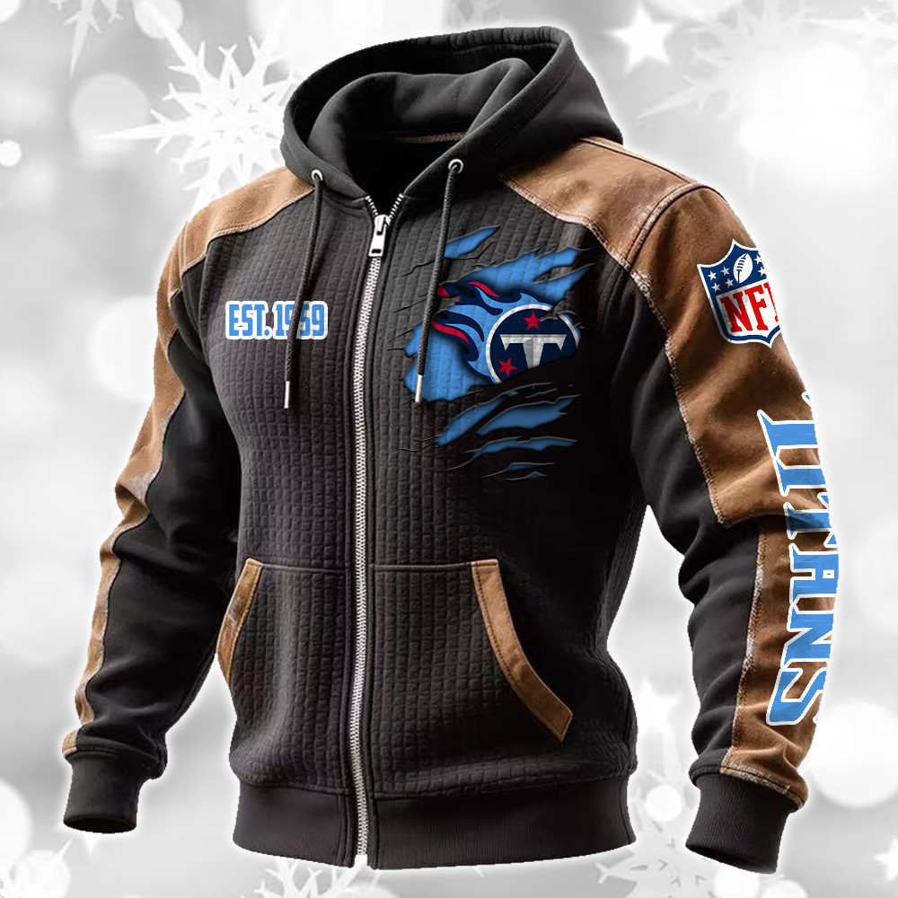 Tennessee Titans Waffle Full-Zip Fleece Hoodie DMAG0031