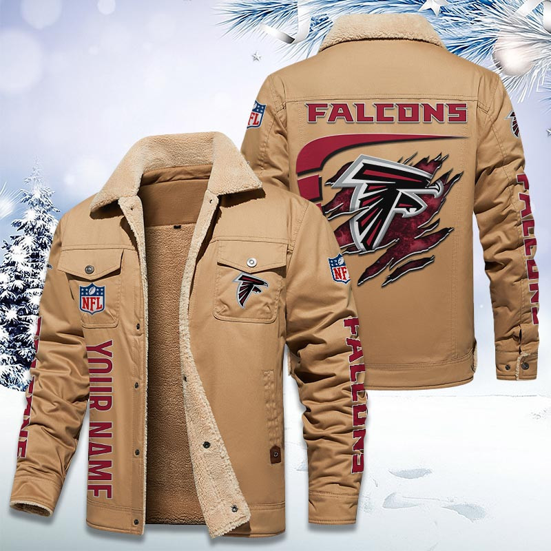Atlanta Falcons Personalized Sherpa Fleece Trucker Jacket DMHL1019