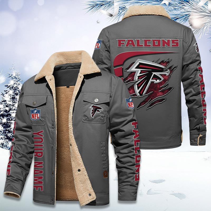 Atlanta Falcons Personalized Sherpa Fleece Trucker Jacket DMHL1019