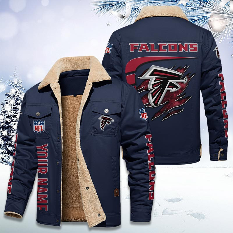 Atlanta Falcons Personalized Sherpa Fleece Trucker Jacket DMHL1019