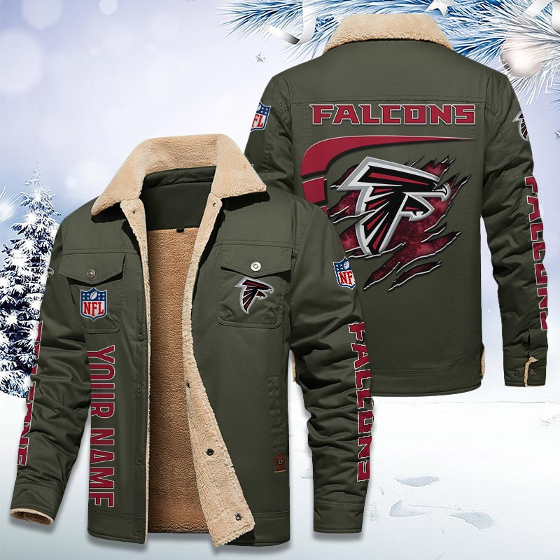 Atlanta Falcons Personalized Sherpa Fleece Trucker Jacket DMHL1019