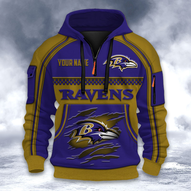 Baltimore Ravens DMHT2589 3D Half-zip Hoodie