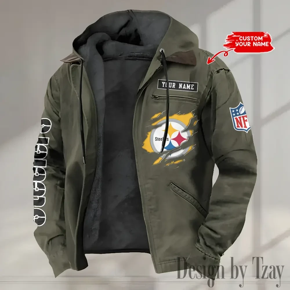 Pittsburgh Steelers Men's Casual Padded Jacket Hooded trending 2026 SPTPJH029