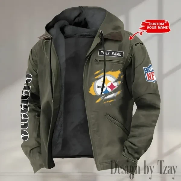 Pittsburgh Steelers Men's Casual Padded Jacket Hooded trending 2026 SPTPJH029