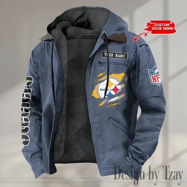 Pittsburgh Steelers Men's Casual Padded Jacket Hooded trending 2026 SPTPJH029