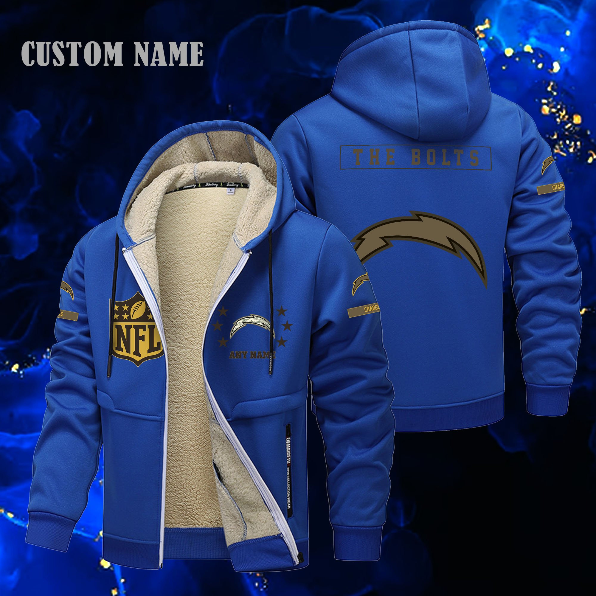 Los Angeles Chargers NFL-Lamb Fleece Thick Coat- Custom name 10154094N