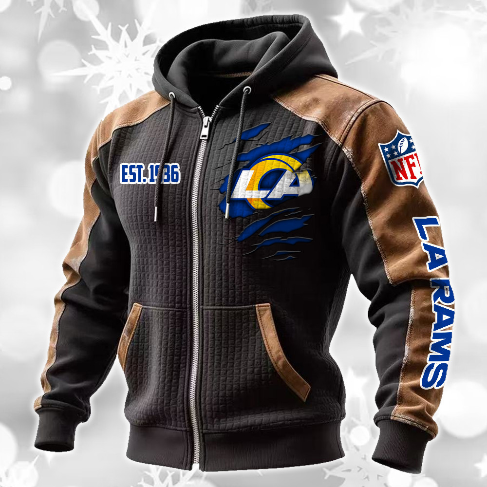 Los Angeles Rams Waffle Full-Zip Fleece Hoodie DMAG0019