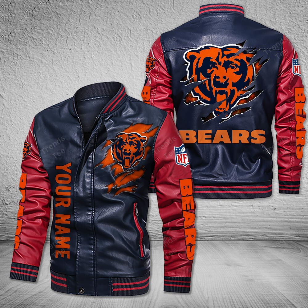 DMHQ0045 Chicago Bears Signature Series Leather Jacket — Plush Sherpa Lining