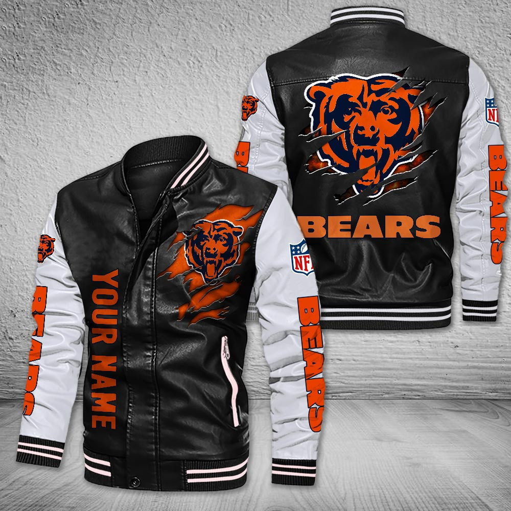 DMHQ0045 Chicago Bears Signature Series Leather Jacket — Plush Sherpa Lining