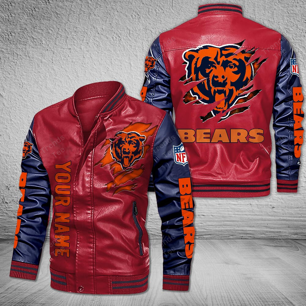 DMHQ0045 Chicago Bears Signature Series Leather Jacket — Plush Sherpa Lining