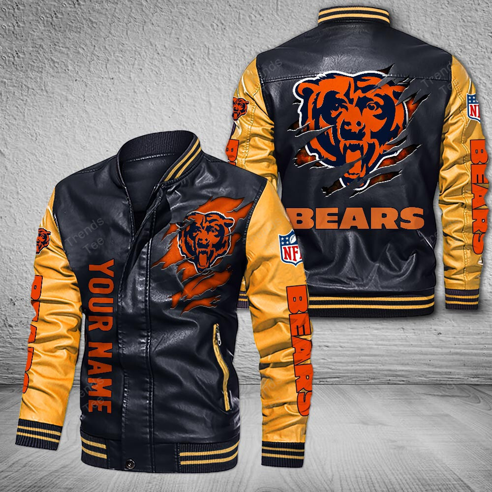 DMHQ0045 Chicago Bears Signature Series Leather Jacket — Plush Sherpa Lining