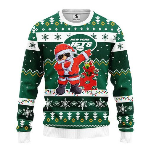 New York Jets Dabbing Santa Claus Ugly Christmas Sweater BGSWT177