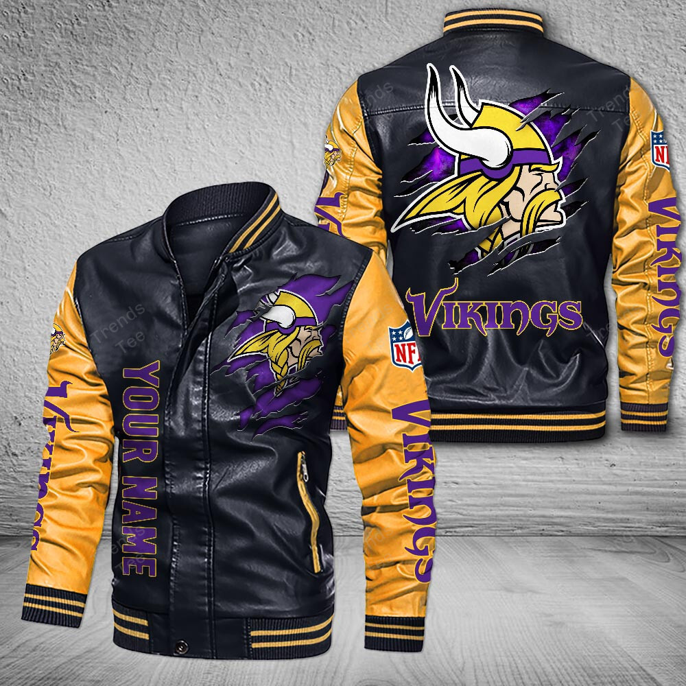 DMHQ0060 Minnesota Vikings Signature Series Leather Jacket — Plush Sherpa Lining