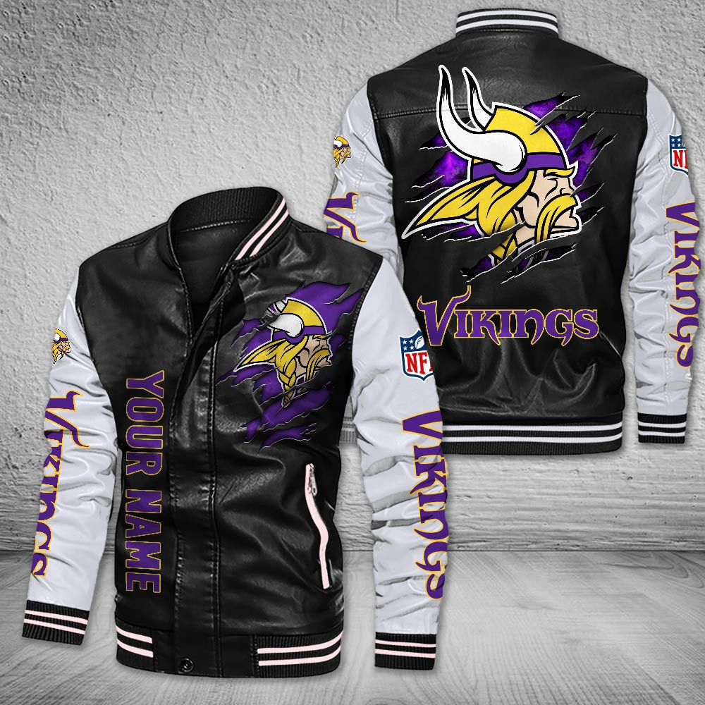 DMHQ0060 Minnesota Vikings Signature Series Leather Jacket — Plush Sherpa Lining