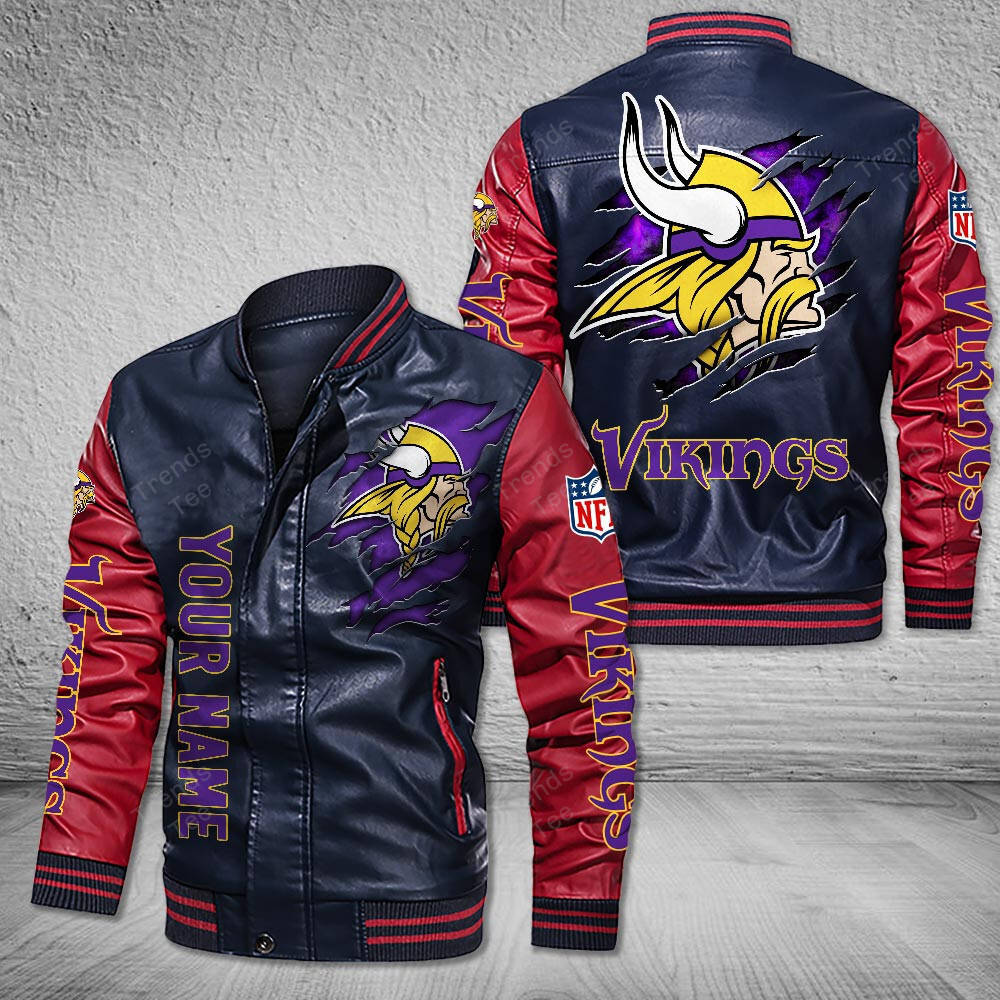DMHQ0060 Minnesota Vikings Signature Series Leather Jacket — Plush Sherpa Lining