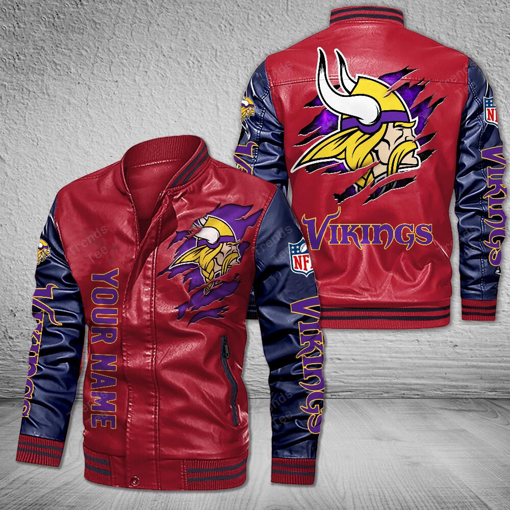 DMHQ0060 Minnesota Vikings Signature Series Leather Jacket — Plush Sherpa Lining