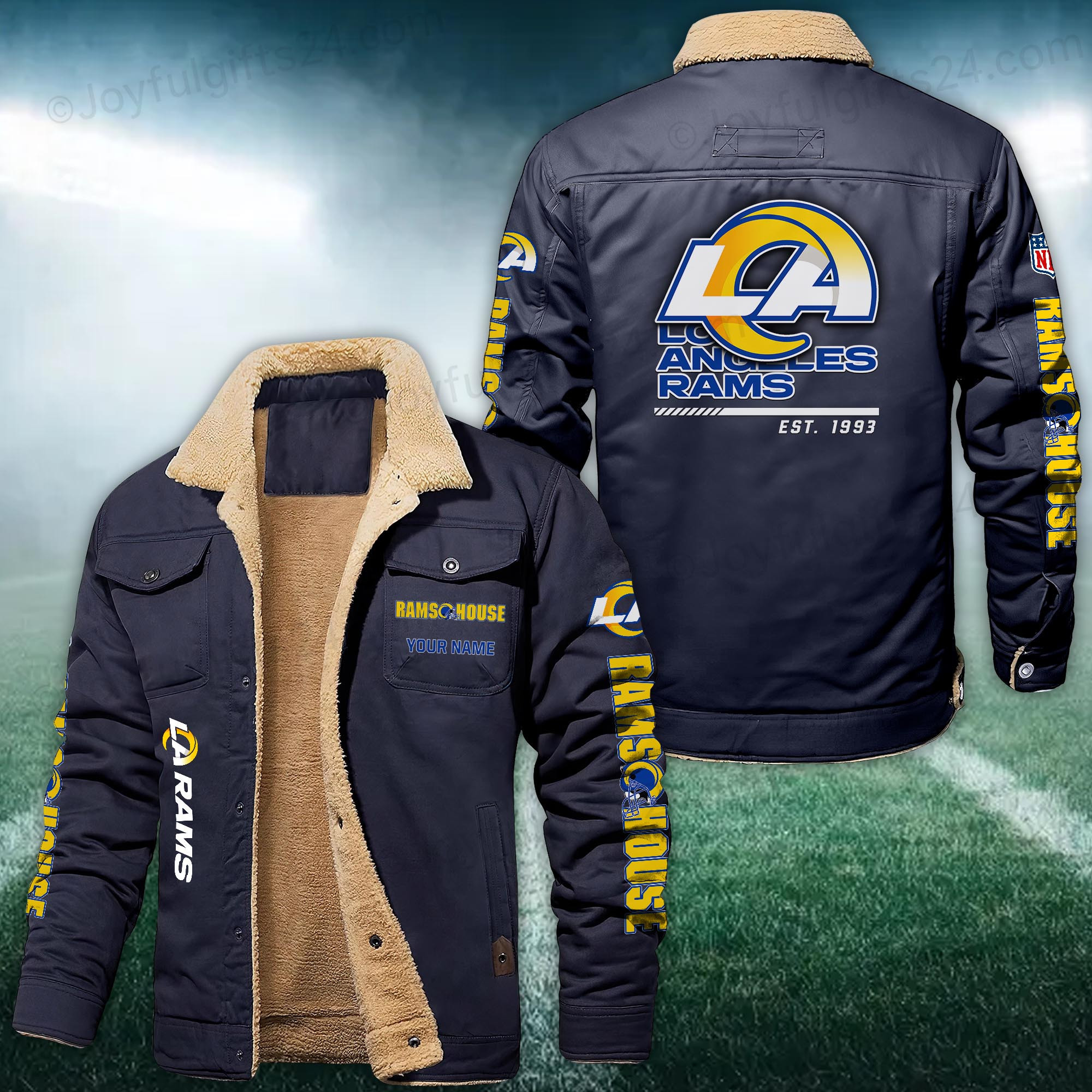 Los Angeles Rams FLEECE BOMBER JACKET Custom name 10043895N