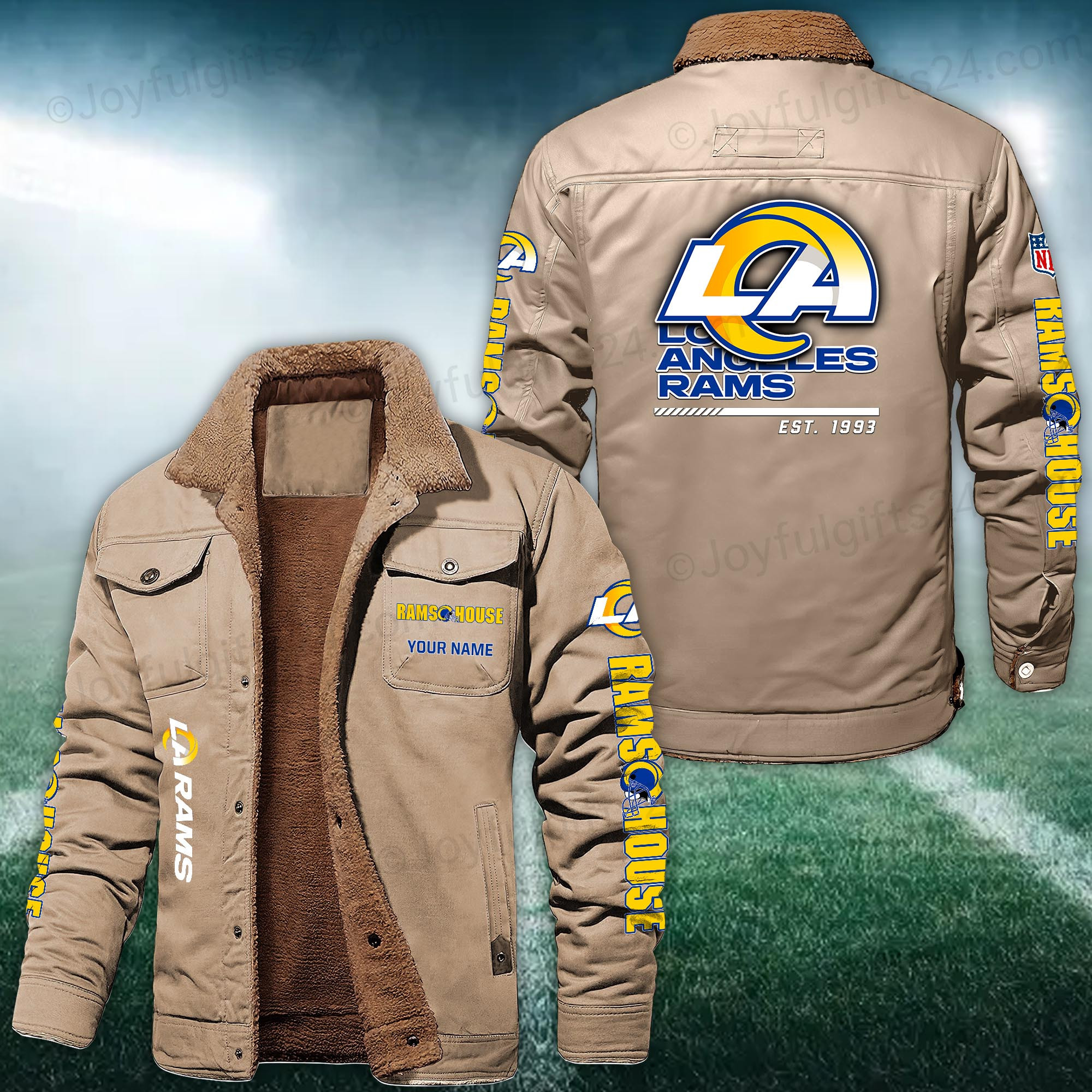 Los Angeles Rams FLEECE BOMBER JACKET Custom name 10043895N