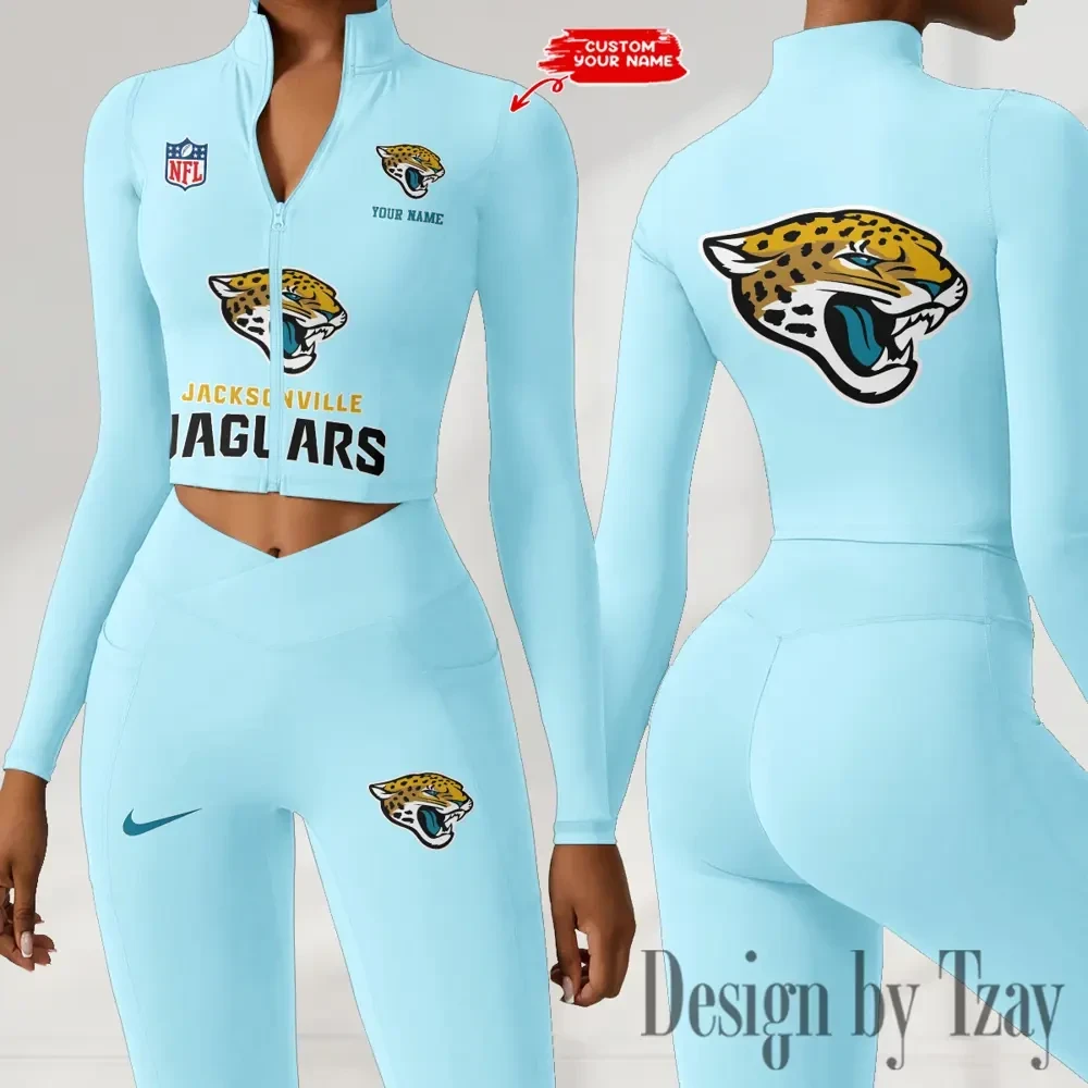 Jacksonville Jaguars Zipper Sports Top Women Gym Long Sleeve for Fitness SPTZSTW047