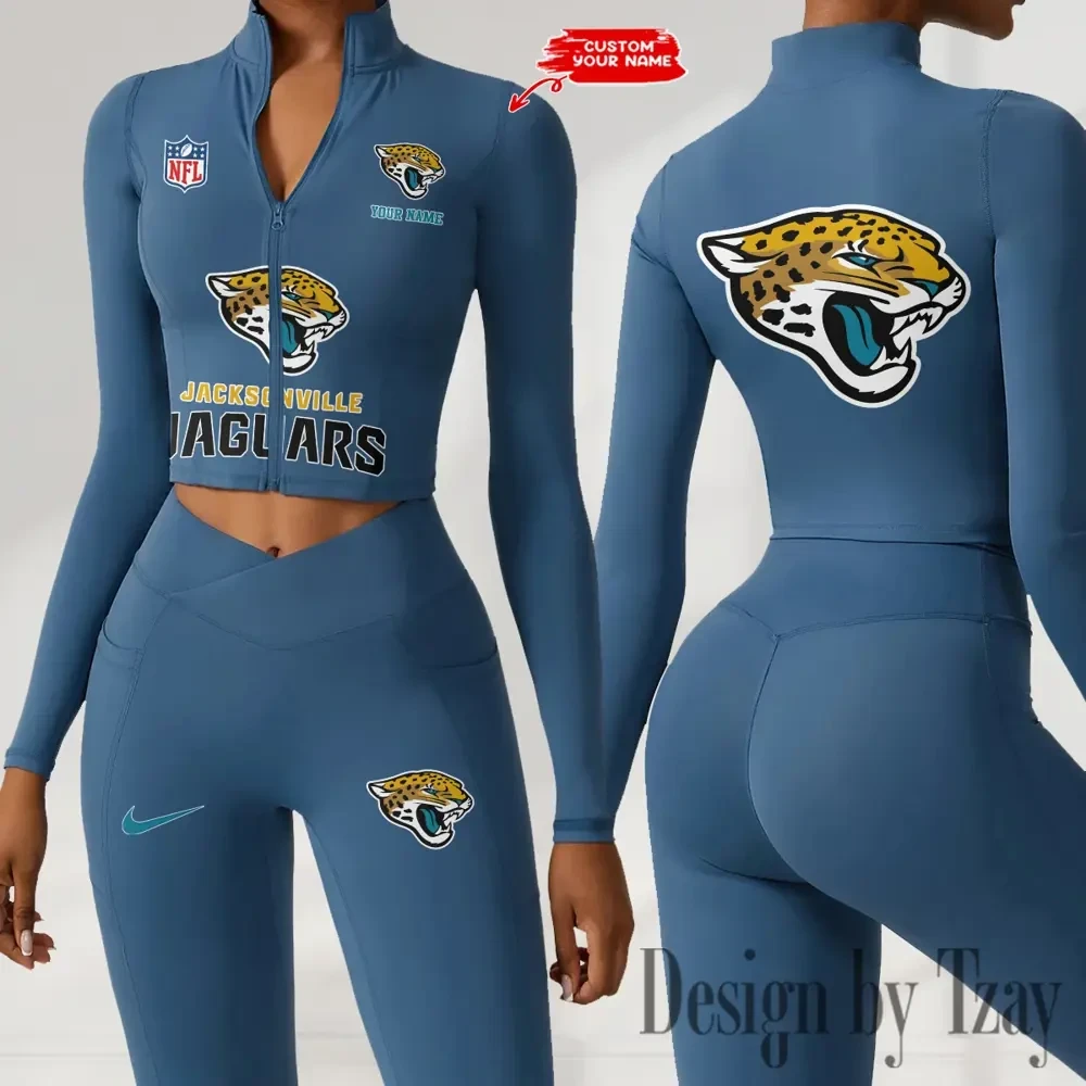 Jacksonville Jaguars Zipper Sports Top Women Gym Long Sleeve for Fitness SPTZSTW047